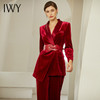 IWY/丝绒西服酒红色西装套装女正装OL工作服高端职业装 194016C1P3 商品缩略图2