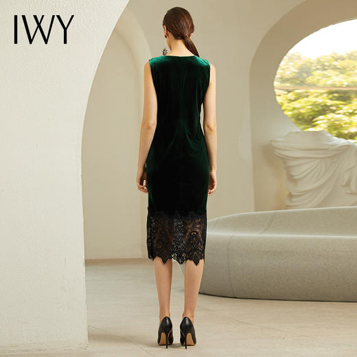 IWY/女士正装套装职业装墨绿色丝绒西装套裙商务装时尚蕾丝裙摆194003C1+Q1-1 商品图4