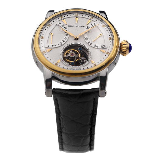 海鸥双逆跳自动陀飞轮足金钻表218127036vg