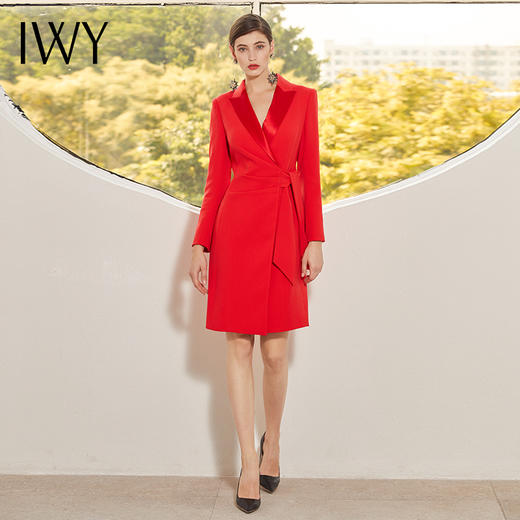 IWY/红色修身连衣裙中长款裙子194035Q1-R 商品图1