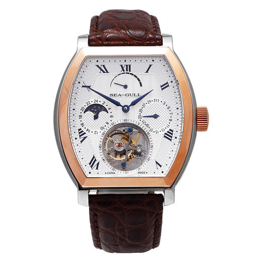 海鸥酒桶型手动陀飞轮多功能金表248117013g