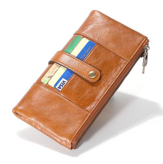 【男士钱包】 .多卡位RFID防盗刷钱包 男士真皮双拉链零钱夹搭扣长款手拿wallet 商品图1