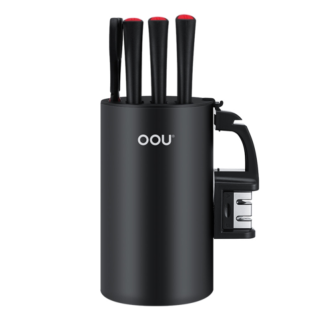 【授权商品】OOU!厨房鹤系列七件套(砍骨刀+菜刀+厨师刀+水果刀+磨刀器+剪刀+刀座)JPY带授权招加盟代理