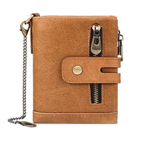 【服饰鞋包】钱包RFID防盗刷钱包三折多卡位疯马皮男士钱包 商品图0