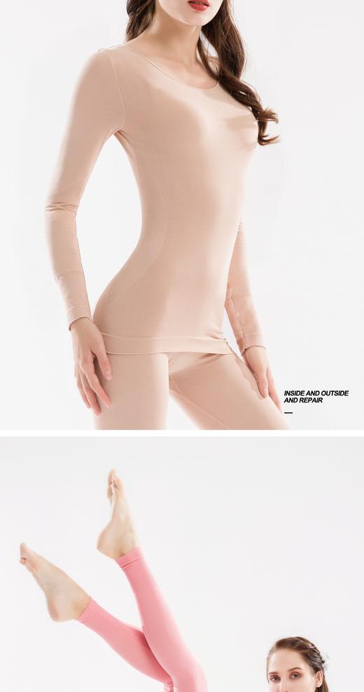 婷美恒温美体超薄保暖内衣女发热无缝美体秋衣秋裤棉毛打底衫套装 JPY带授权招加盟代理 商品图9