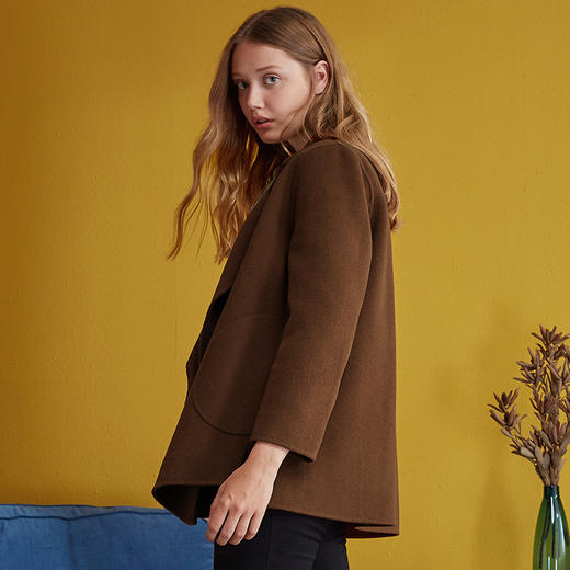 欧芮儿秋冬装2019 新年红色毛呢外套女百搭西装领呢子大衣 商品图1