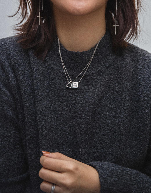 项链 I 原创设计 信.望.爱.纯银 三面立体 三角吊坠 几何项链 简约百搭素银 商品图6
