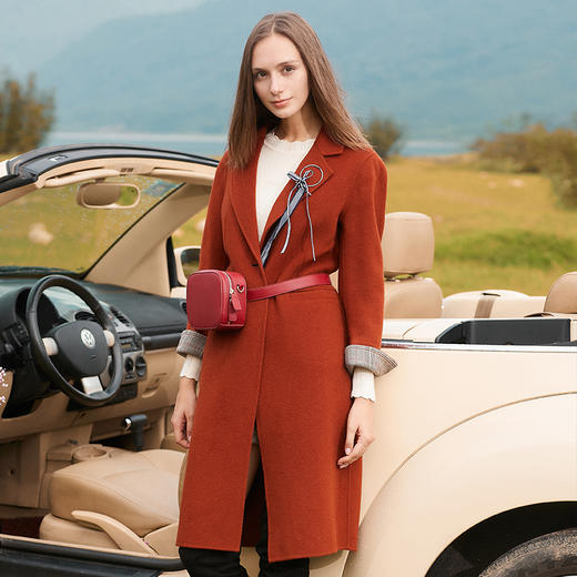 欧芮儿冬装女毛呢外套女中长款百搭双面呢呢子大衣 商品图2