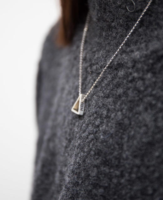 项链 I 原创设计 信.望.爱.纯银 三面立体 三角吊坠 几何项链 简约百搭素银 商品图3