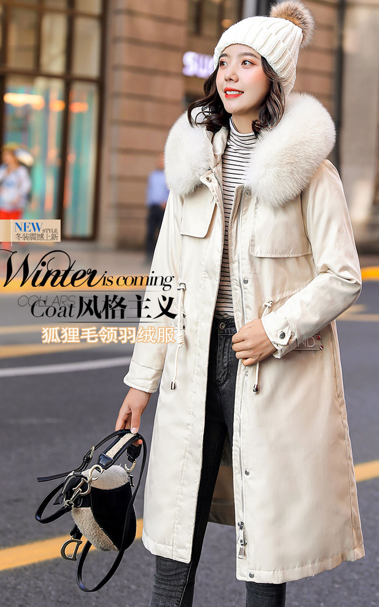 寒冰紫雨羽绒服女中长款长过膝加厚羽绒服新款爆款派克女士风衣大毛领