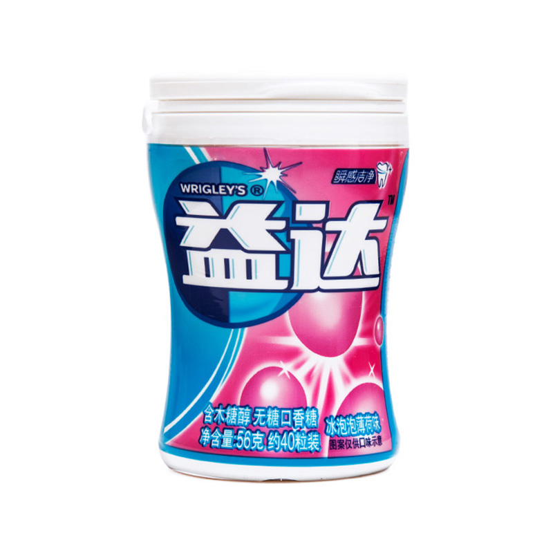 益达木糖醇无糖口香糖约40粒冰泡泡薄荷味56gJPY带授权招加盟代理