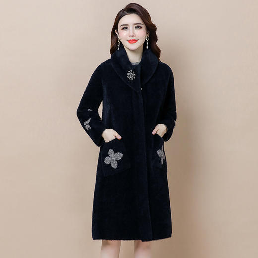 AHM qw8101中年妈妈冬款洋气连帽外套中长款大衣 商品图3