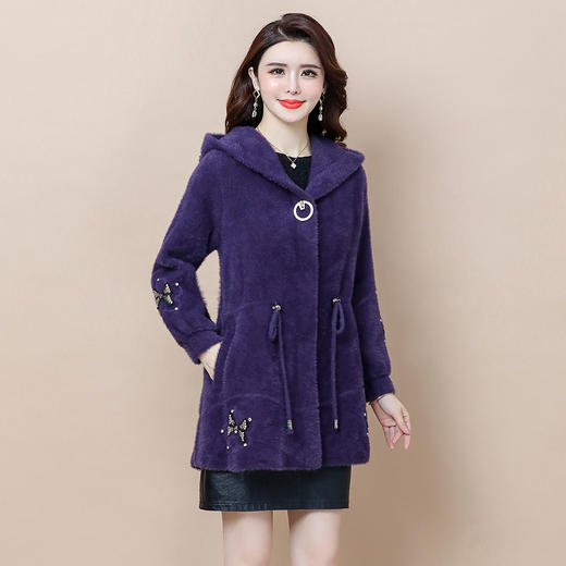 ahmqw898妈妈装仿水貂绒外套女中长款洋气外套