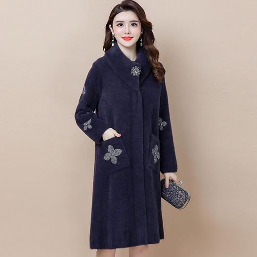 AHM qw8101中年妈妈冬款洋气连帽外套中长款大衣 商品图1