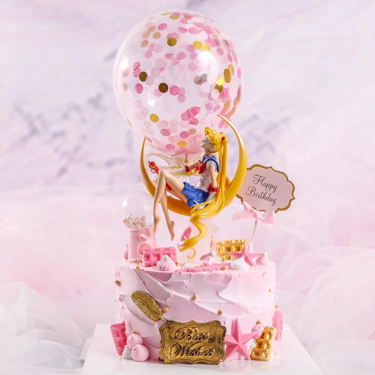 美少女战士水冰月定制生日蛋糕（公仔气球单独打包）