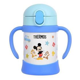 【日本进口】膳魔师儿童吸管杯FHV-250宝宝儿童水杯保温杯带吸管配防摔杯垫--蓝色JPY带授权招加盟代理