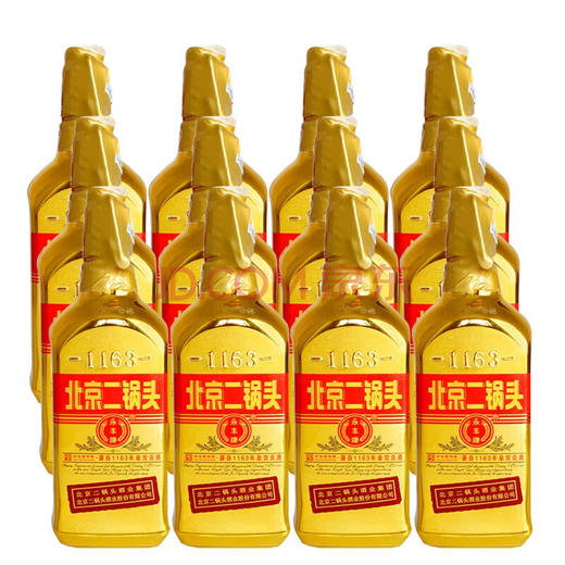 【推荐】【京东派送】永丰牌北京二锅头清香型白酒（出口型）永丰二锅头金瓶46度500ml 12瓶装 商品图0