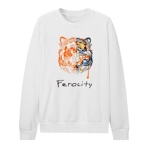 港风男装秋冬加绒加厚卫衣 宽松刺绣情侣上衣外套 商品图4