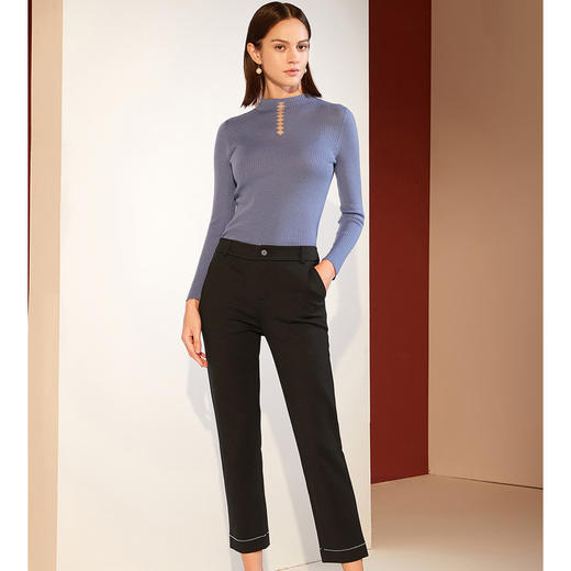 丁摩 冬装新款黑色保暖加绒进口亮钻休闲时尚女裤19-185DB199240531 商品图1