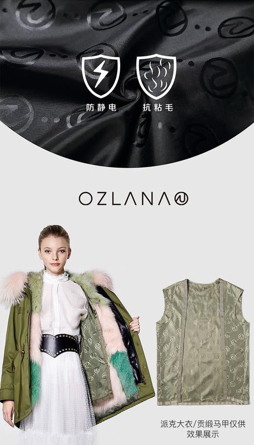 OZLANA 2019年新款派克皮草大衣192030经典金色水貂防泼水绿色外壳女士保暖加厚大衣可拆卸鹅绒袖 中长款（下单请备注尺码XS~XL码 下单后20天内发货）JPY带授权招加盟代理 商品图4