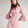 丁摩 新款粉色喇叭袖长裙真丝棉里衬复古宽松中长款蕾丝连衣裙19-170DB399240531 商品缩略图2