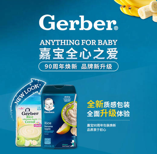 精品推荐】美国Gerber嘉宝 2段大米香蕉苹果谷物米粉JPY带授权招加盟代理 商品图1