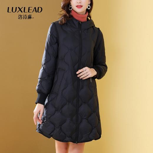 （VIP福利 性价比超高！售完下架！ 不退不换）开叉拉链波浪形绗缝廓形中长款羽绒服 商品图0