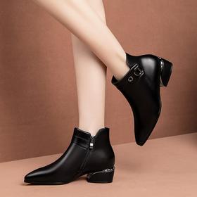 OLD-XF301-2秋季新款粗跟平底尖头女靴