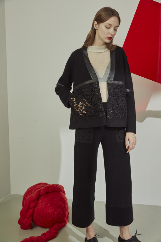 羊绒加厚宽松直筒九分裤 SJF91K127N/SJF91K127A 商品图0