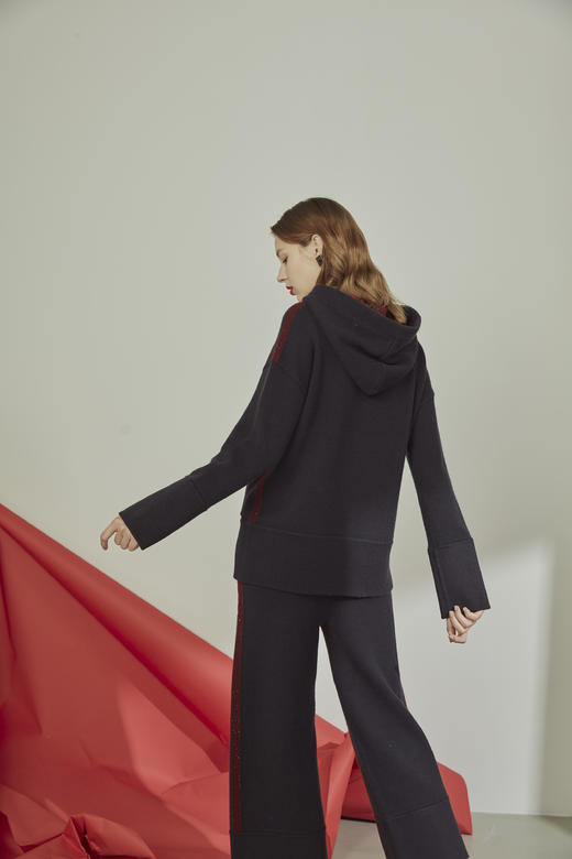 羊绒加厚宽松直筒九分裤 SJF91K127N/SJF91K127A 商品图1