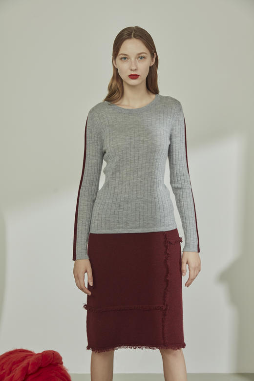 秋冬 流苏装饰小A字羊绒半身裙 SJF91W113N 商品图3