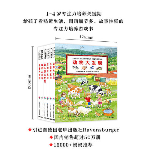 【点读版】1-4岁幼儿专注力培养游戏书：宝宝专注力1000：全6册（又名大发现） 商品图1