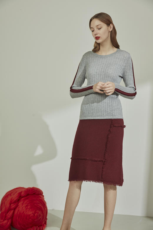 秋冬 流苏装饰小A字羊绒半身裙 SJF91W113N 商品图2