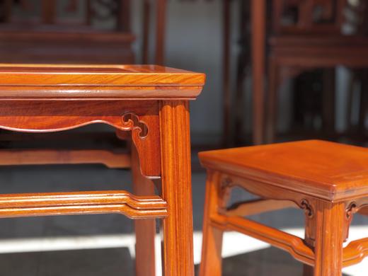 红桥红  家具严选  缅甸花梨(大果紫檀）  【瓜棱腿方凳】 商品图3