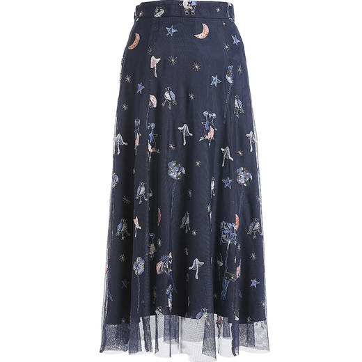 乔万尼半身裙女秋冬时尚印花高腰显瘦气质网纱a字裙中长EN3D386 商品图4