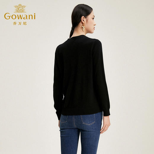 【山羊绒】乔万尼冬季毛针织衫女100山羊绒字母图案修身长袖毛衣EN4M810 商品图3