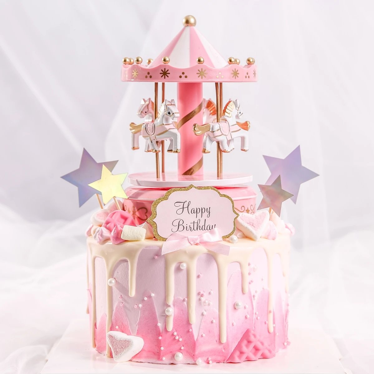 天空之城八音盒旋转木马蛋糕（八音盒需要自己放上去）