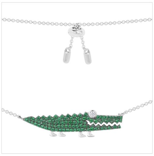APM MONACO 纯银镶薄荷绿晶钻小鳄鱼造型项链 AC3895XKGJPY带授权招加盟代理 商品图3