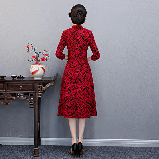 WXG-TLL99秋季高贵连衣裙中年女装洋气长袖裙子 商品图4