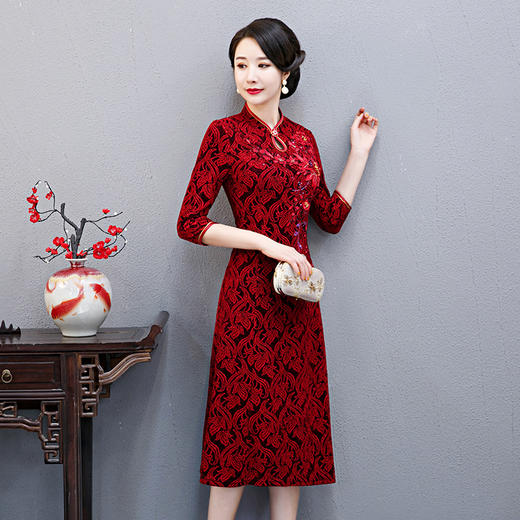 WXG-TLL99秋季高贵连衣裙中年女装洋气长袖裙子 商品图2