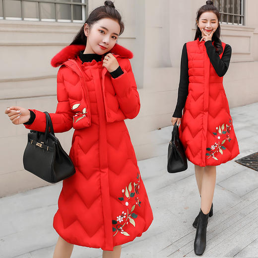 CQ-XPH9R3秋季新款翻领印花保暖时尚中长款单排扣外套 商品图0