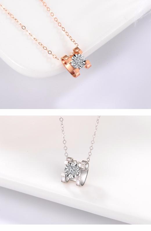 18K金钻石牛头套链-白金-含18K金链JPY带授权招加盟代理 商品图6