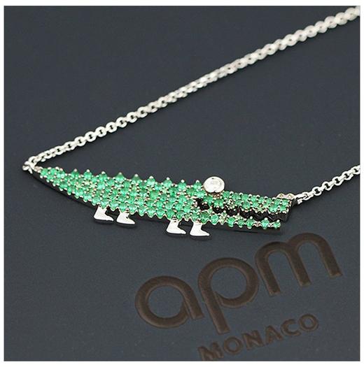 APM MONACO 纯银镶薄荷绿晶钻小鳄鱼造型项链 AC3895XKGJPY带授权招加盟代理 商品图6