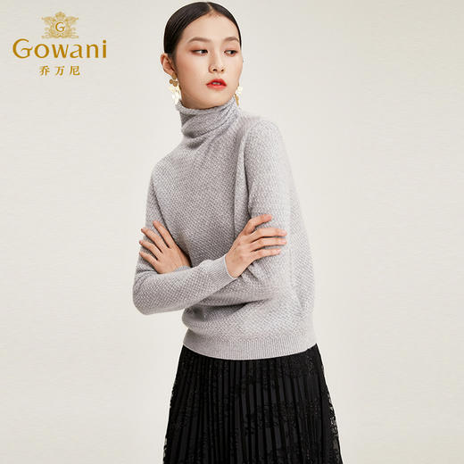 【山羊绒】乔万尼冬季毛针织衫女100山羊绒高领修身气质长袖毛衣EN4M808 商品图1