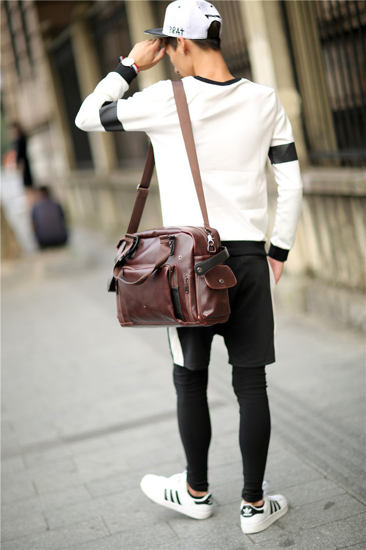 男包潮流复古男士文件电脑手提包休闲单肩斜挎包
