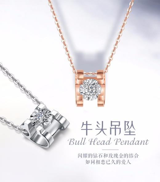 18K金钻石牛头套链-白金-含18K金链JPY带授权招加盟代理 商品图3
