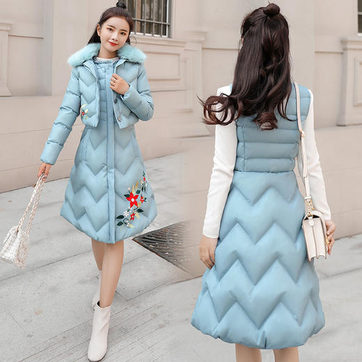 CQ-XPH9R3秋季新款翻领印花保暖时尚中长款单排扣外套 商品图2