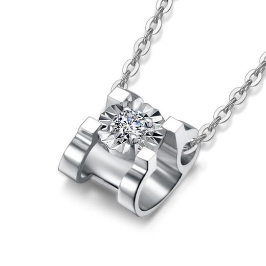 18K金钻石牛头套链-白金-含18K金链JPY带授权招加盟代理 商品图0