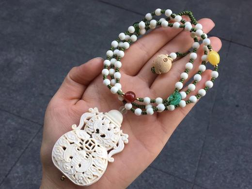 猛犸象牙双福香囊大号牙质冰白细腻工艺极致镂空造型唯美精湛佩戴优雅