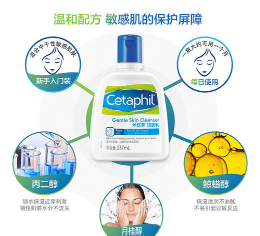 【一般贸易中文版】加拿大Cetaphil丝塔芙洁面乳237ml 商品图1